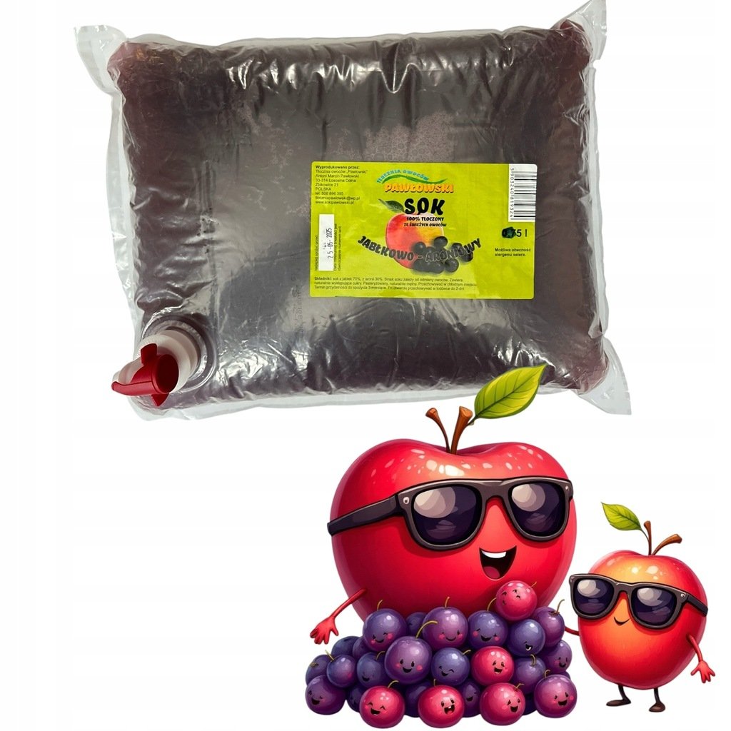 Sok 100% Jabłko - Aronia 5 litrów - Prosto z upraw małopolski