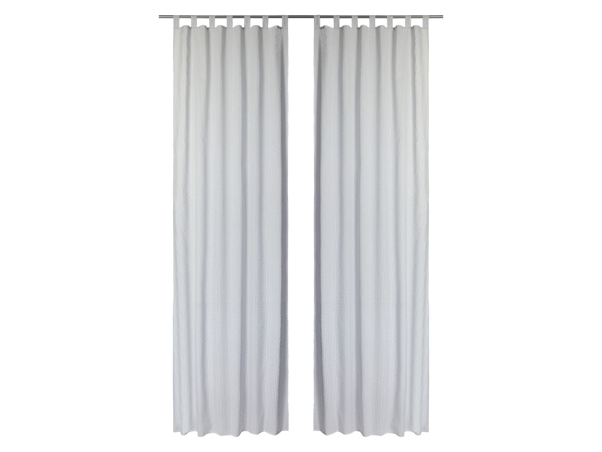 LIVARNO home Komplet 2 zasłon, 120 x 300 cm (szary/paski)