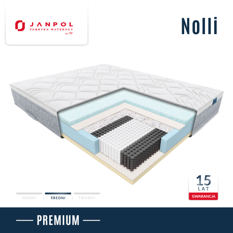 Materac NOLLI - JANPOL - RABAT, Rozmiar - 80x200 cm, Pokrowiec - Adaptive Beige