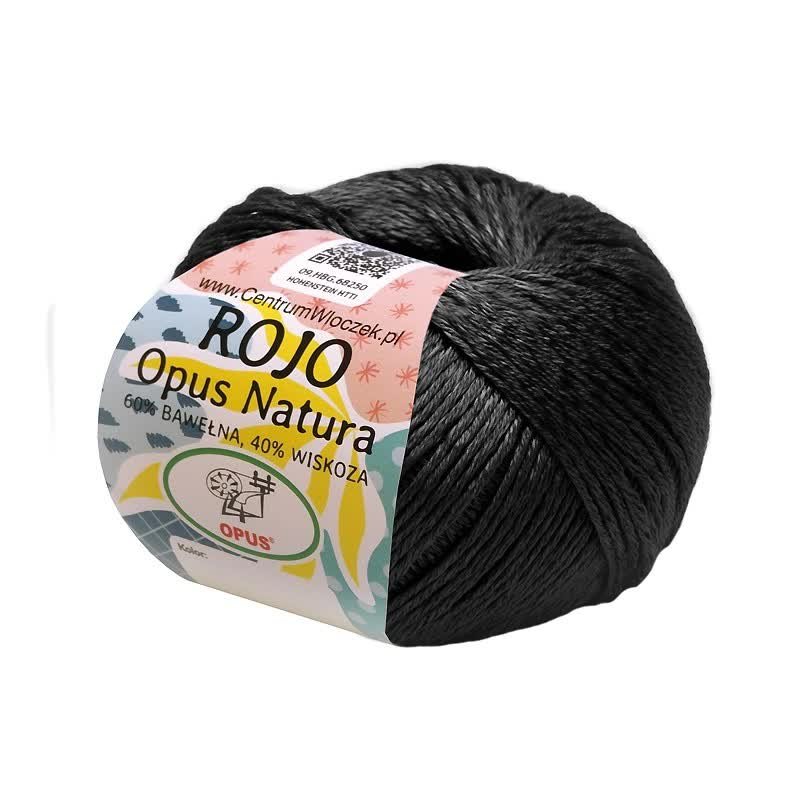 Włóczka Opus Natura Rojo nr 001 czarny 60% bawełna 40% wiskoza 120m 50g