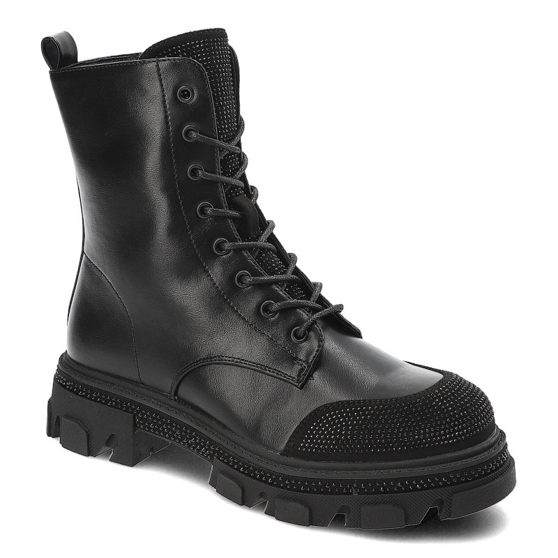 Czarne Botki S.Barski Ocieplane Workery Damskie