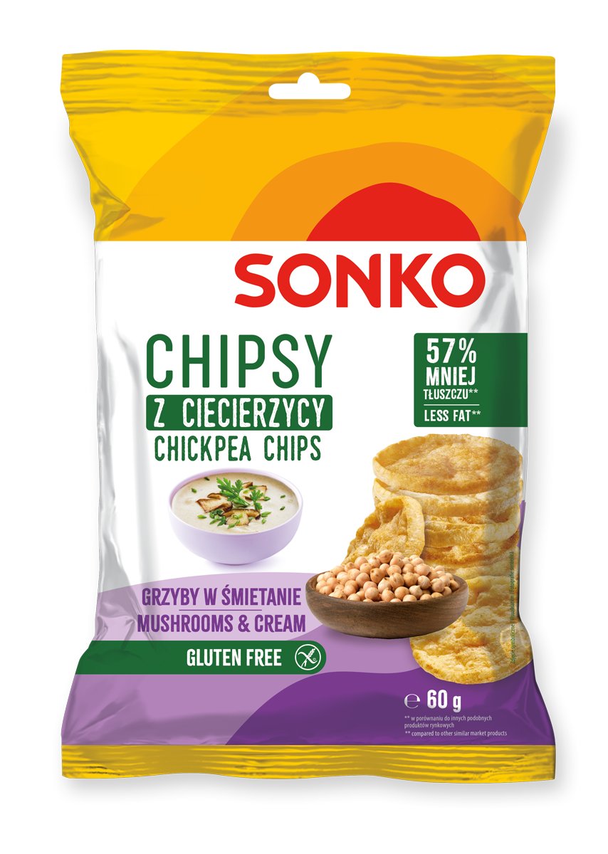 Sonko Chipsy z ciecierzycy o smaku grzybów w śmietanie 60 g
