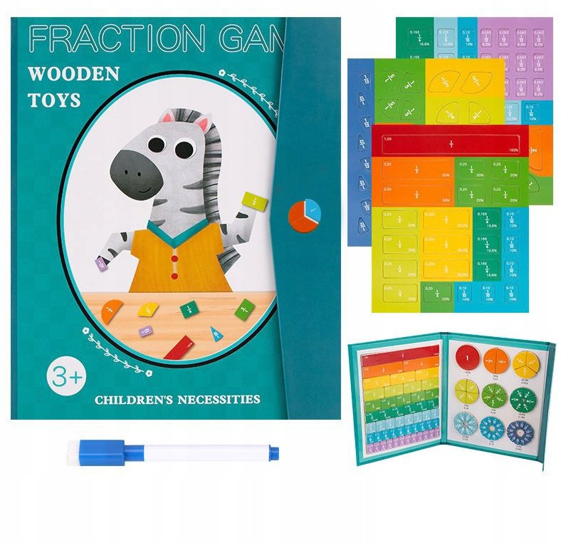 Ułamki zabawka Montessori matematyka magnetyczne puzzle pisak zmazywalny