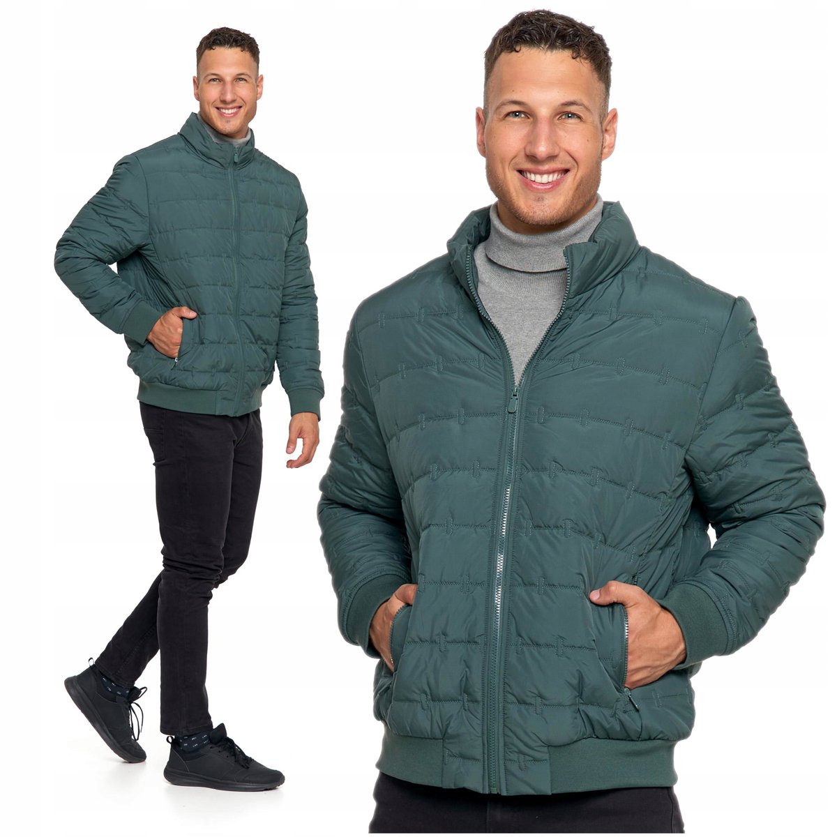 Kurtka Męska Pikowana Bez Kaptura Modna Klasyczna z Ściągaczami MORAJ 3XL