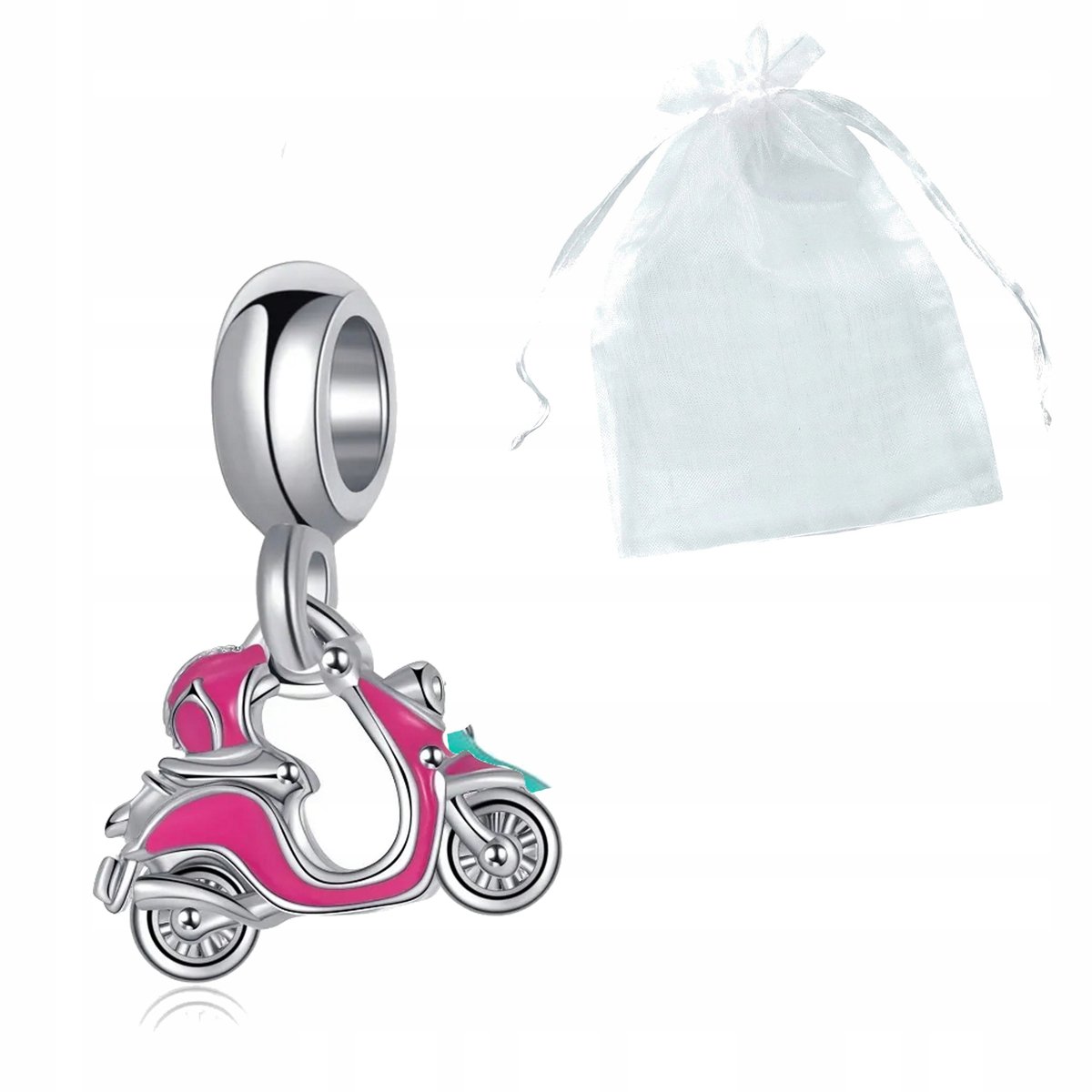 Charms motocykl skuter Vespa różowy Przepiękna zawieszka na Prezent