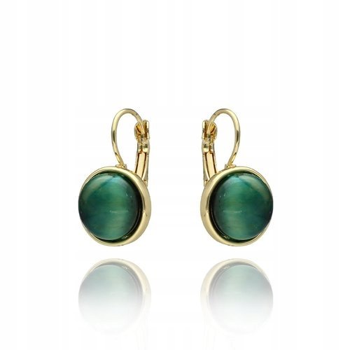 Kolczyki Wiszące Z Kamieniem Tygrysie Oko Niebieskie Pudełko Na Prezent