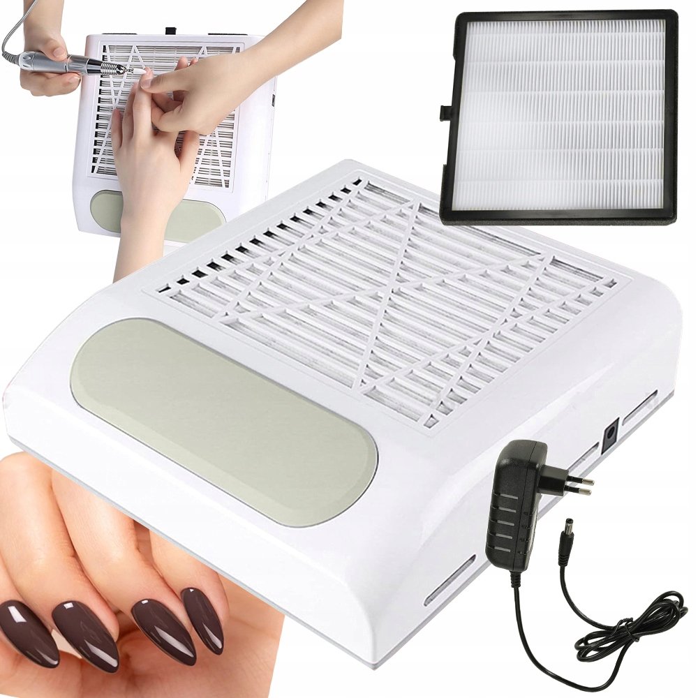Pochłaniacz Pyłu Do Paznokci Bezworkowy Kasetowy Manicure 80W Z Filtrem