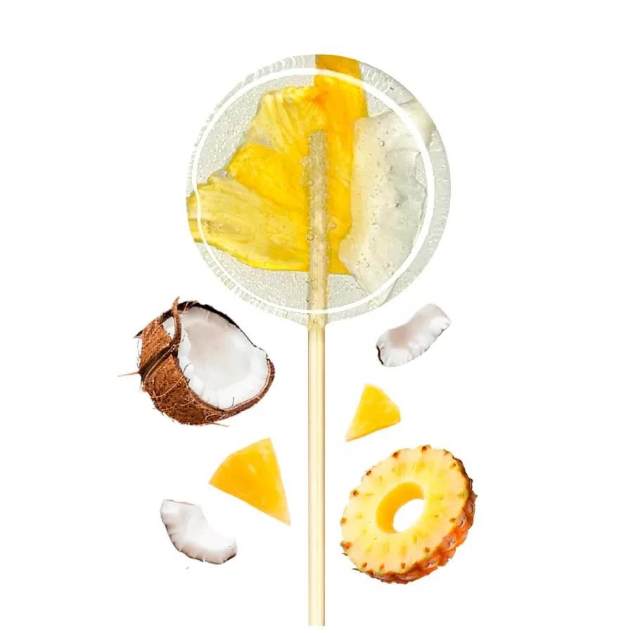 Lizak o Smaku kokos-ananas bez Dodatku Cukru, 18g