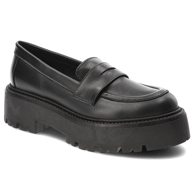 Czarne Półbuty Carinii Eleganckie Mokasyny Damskie