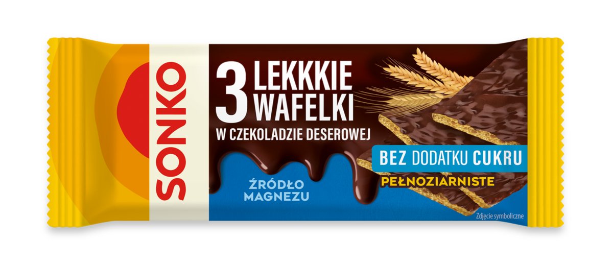 Sonko 3 Lekkkie wafelki w czekoladzie deserowej bez dodatku cukru 36 g