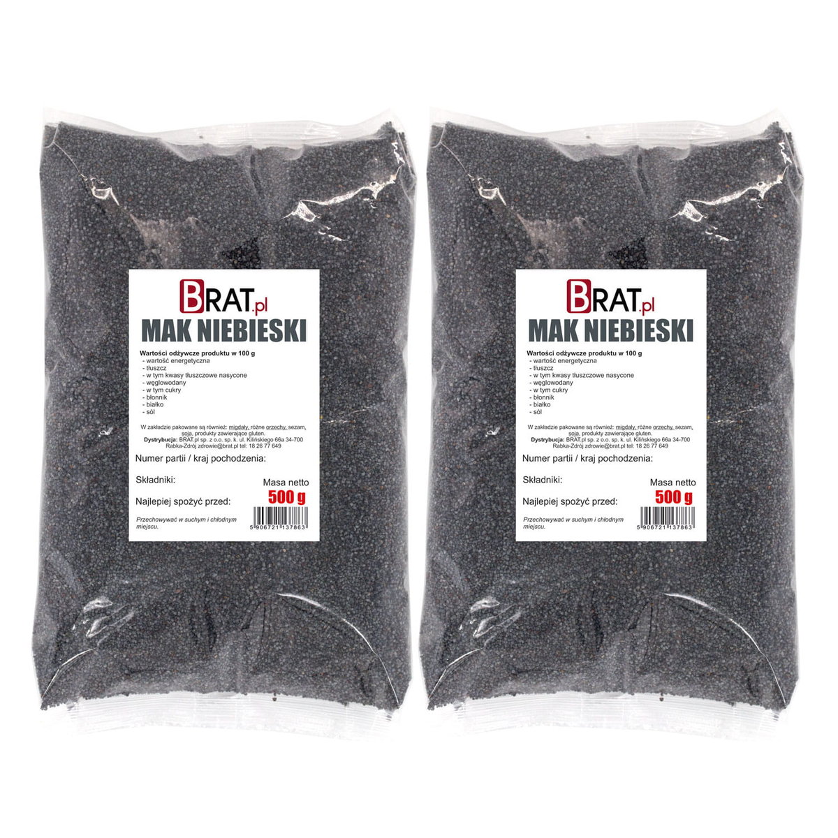 Mak Niebieski Ziarno 1Kg (2X500G) Wysoka Jakość Produkt Naturalny