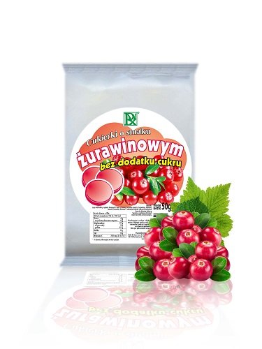 Radix Cukierki żurawinowe bez cukru 50 g