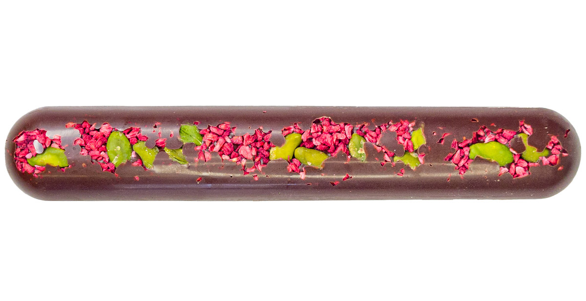 Duży Baton z Deserowej Czekolady z Malinami i Pistacjami