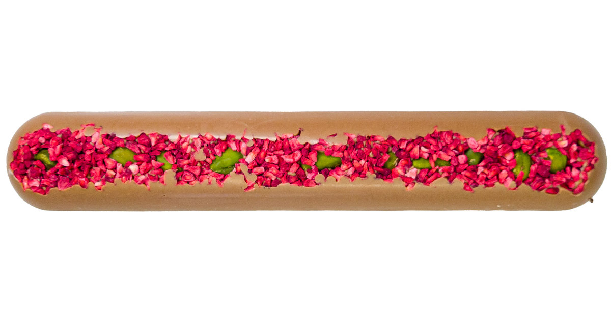 Duży Baton z Mlecznej Czekolady z Malinami i Pistacjami