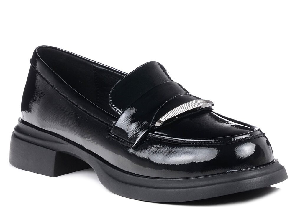 Półbuty damskie skórzane czarne lakierowane D&A CR42-203-40