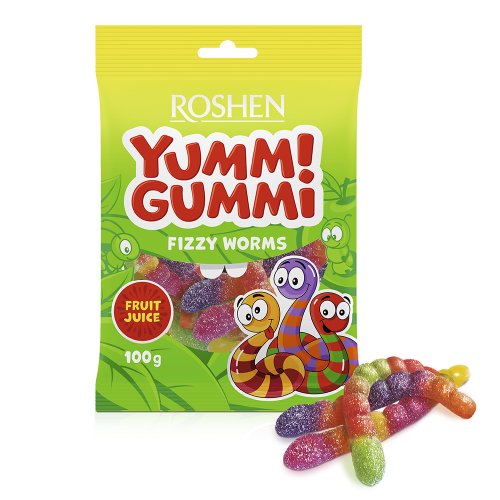 Roshen Żelki YUMMI GUMMI fizzy worms 70 g
