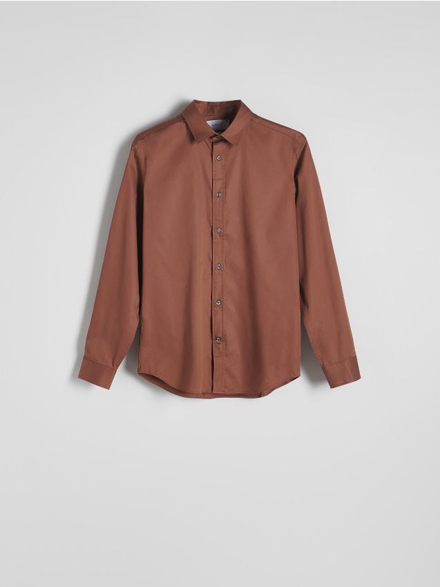 Reserved - Bawełniana koszula slim fit - miedziany