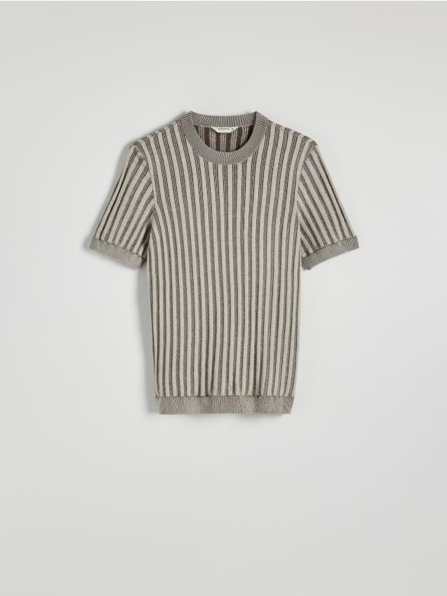 Reserved - Sweter ze strukturalnej dzianiny - złamana biel