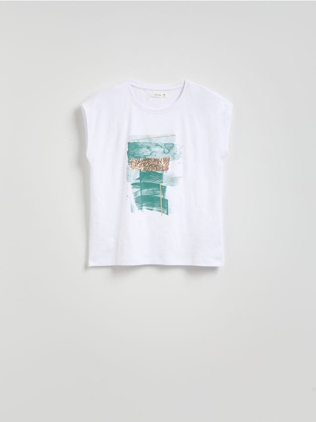 Reserved - T-shirt z nadrukiem - biały