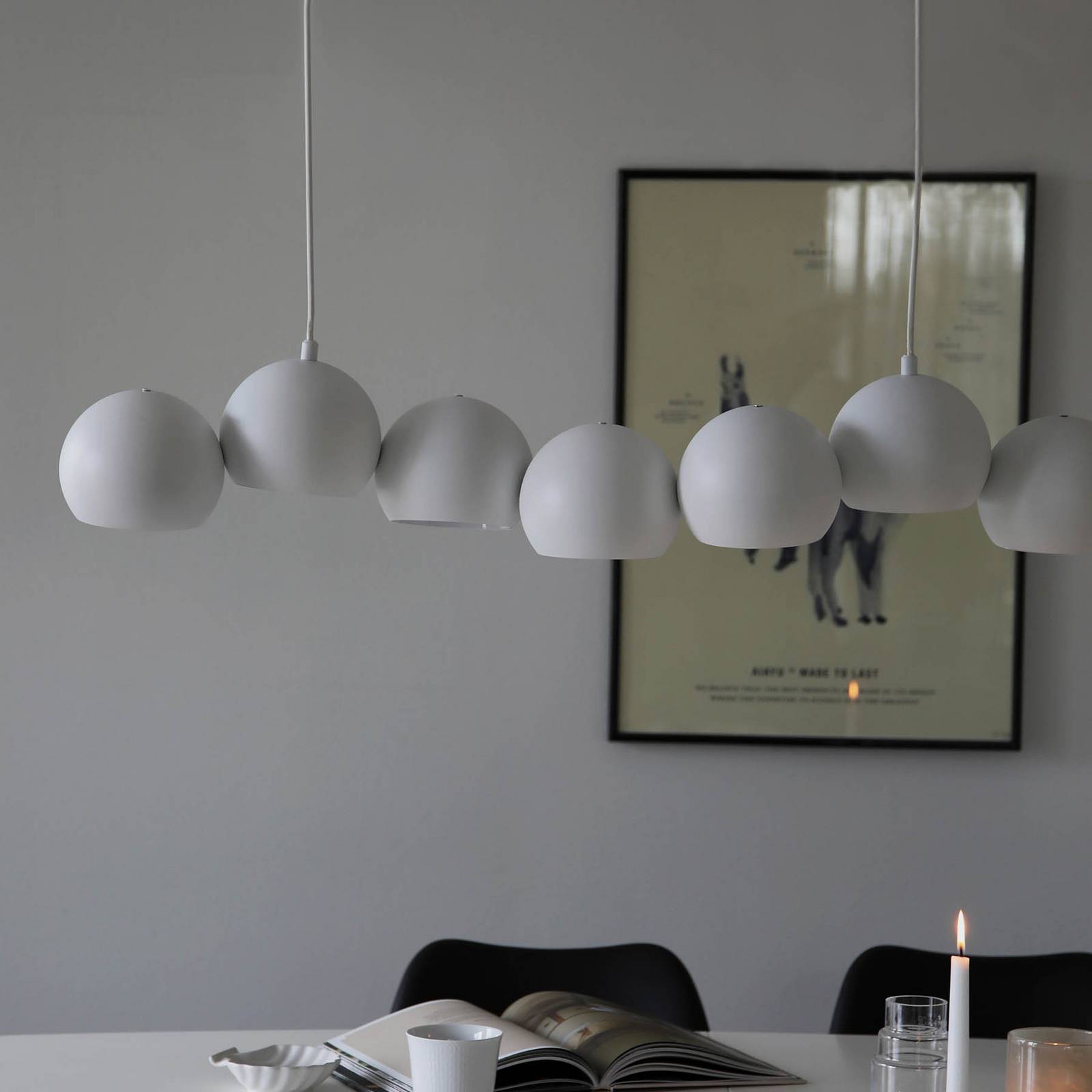 Markslöjd Lampa wisząca Cupolo, biała, żelazo, długość 101 cm, 7-punktowa