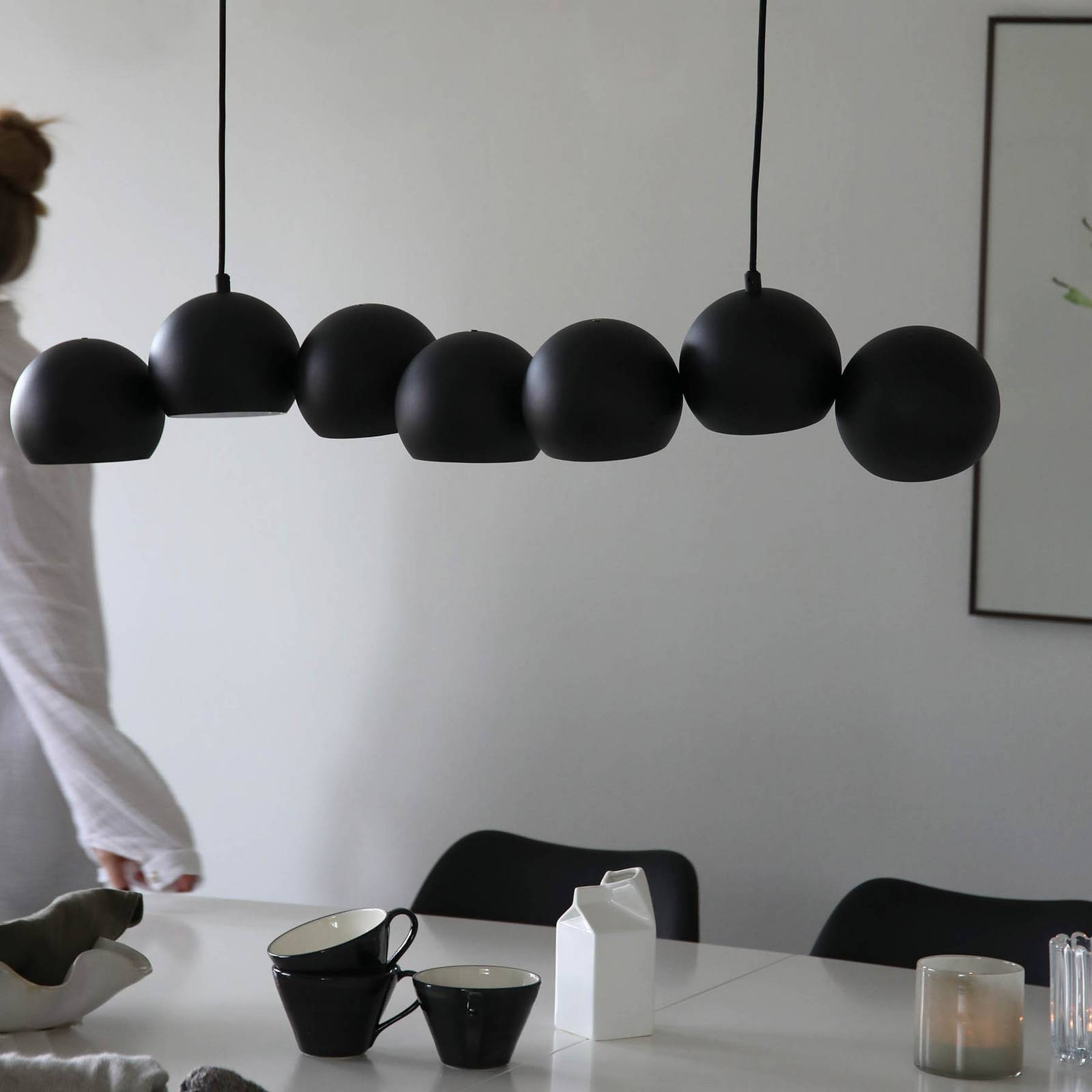 Markslöjd Lampa wisząca Cupolo, czarna, żelazo, długość 101 cm, 7-punktowa