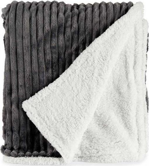 Gift Decor Koc Ciemny szary Sztruks 150 x 200 cm