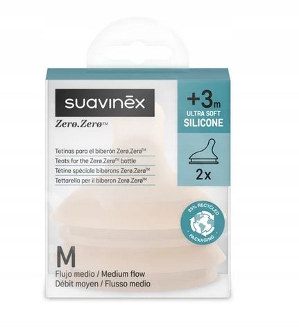 Suavinex Smoczek Zero Zero 3m+ ŚREDNI PRZEPŁYW 2 sztuki Kolor MEDIUM
