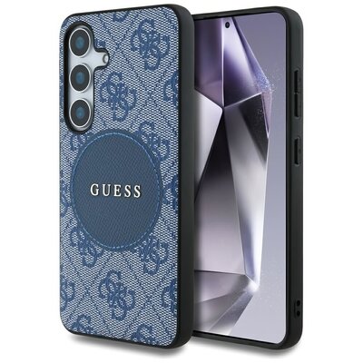 Etui GUESS 4G Round Patch Classic Logo MagSafe do Samsung Galaxy S25+ Niebieski