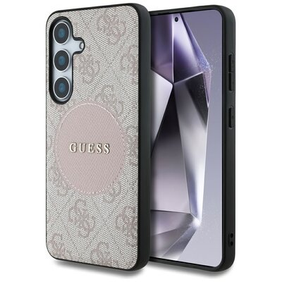 Etui GUESS 4G Round Patch Classic Logo MagSafe do Samsung Galaxy S25+ Różowy