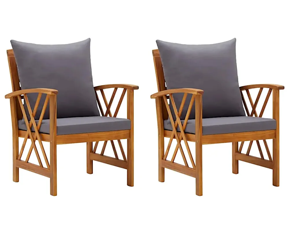 Krzesła ogrodowe z szarymi poduszkami Z5-Z15