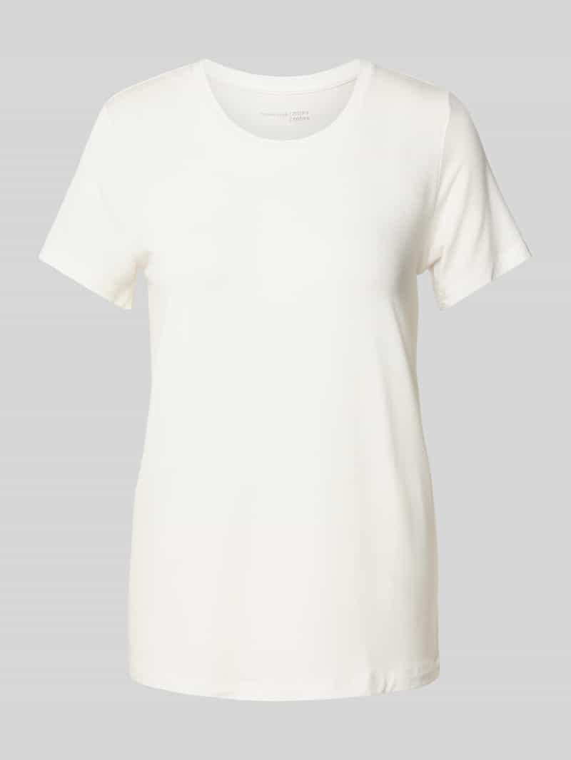 T-shirt z prążkowanym okrągłym dekoltem