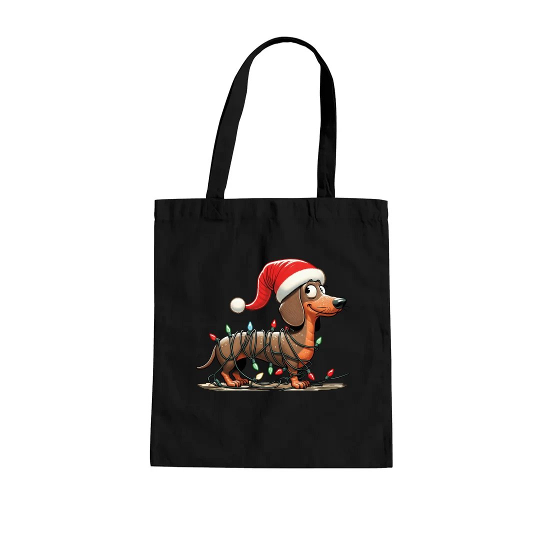 Świąteczny jamnik - świąteczna torba bawełniana z jamnikiem na prezent