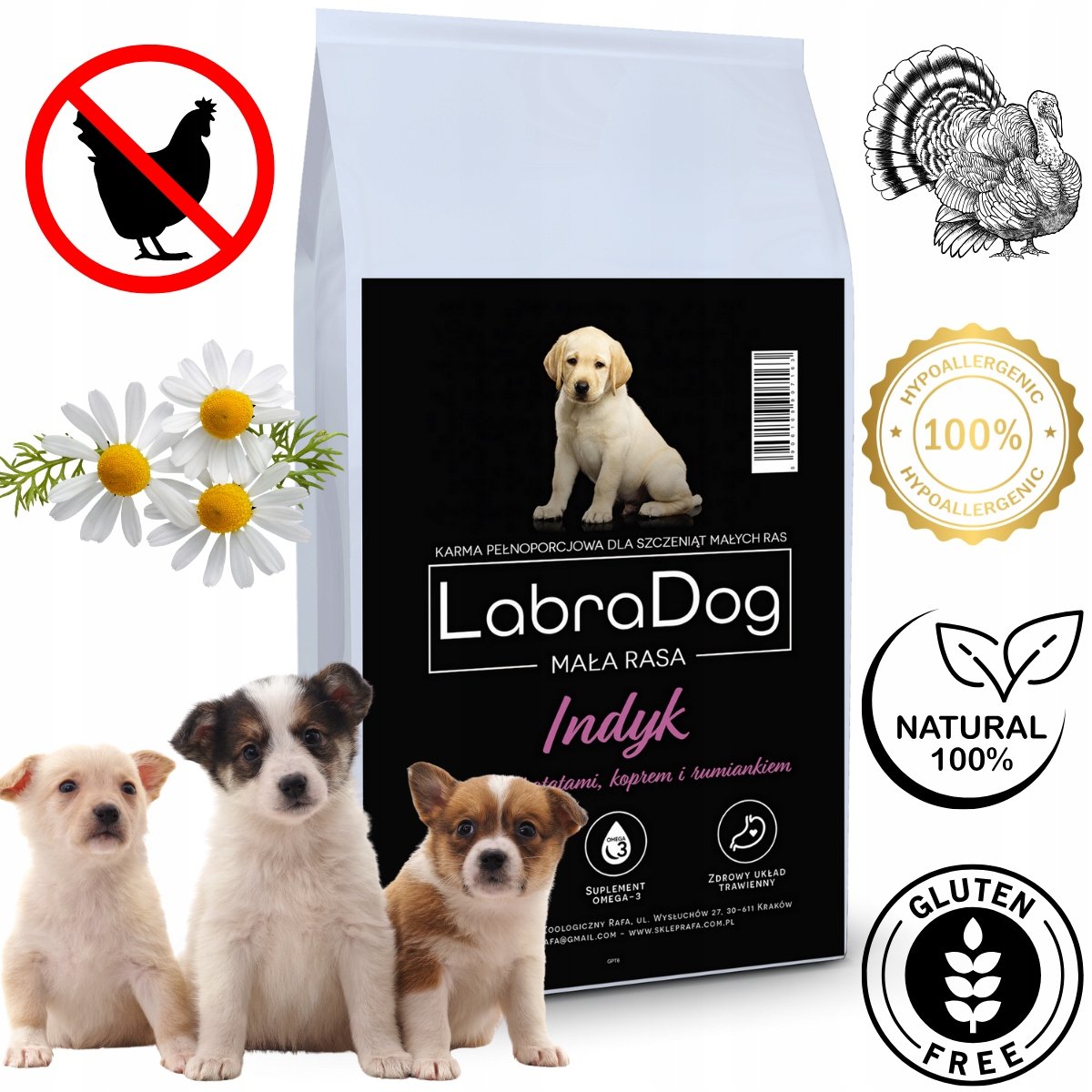 LabraDog Superfood Hipoalergiczny Indyk z kaczką i koprem dla szczeniąt 2kg
