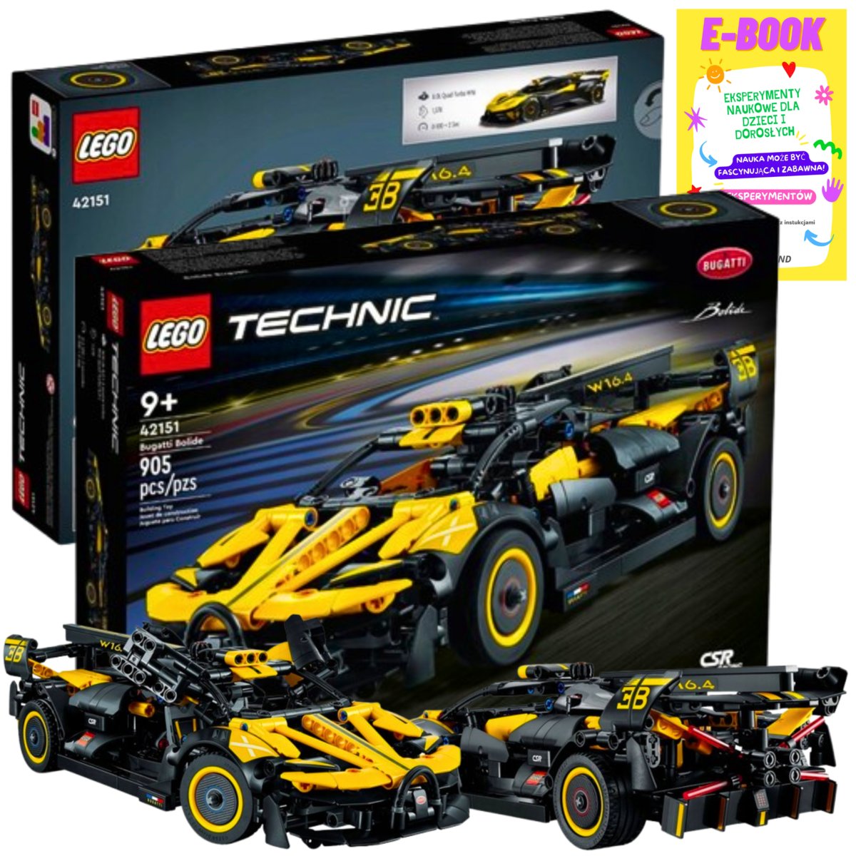 LEGO KLOCKI ZESTAW TECHNIC - BOLID BUGATTI 42151 AUTKO NA PREZENT + EBOOK