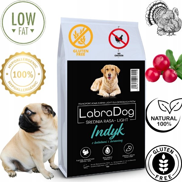 LabraDog Superfood Light Indyk z batatami i żurawiną dla psów otyłych 2kg