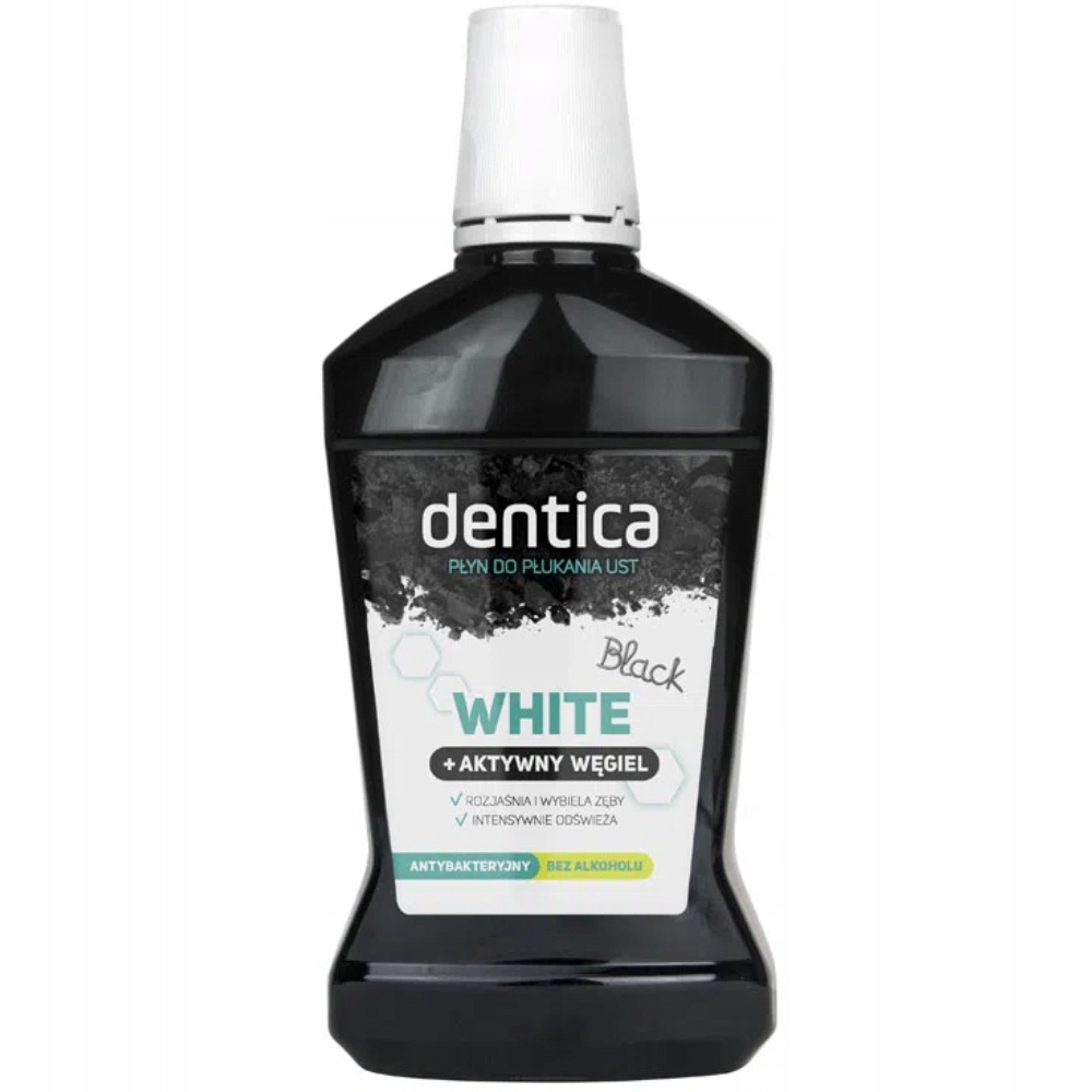 Dentica Dentica, Black White Aktywny Węgiel, płyn do higieny jamy ustnej, 500 ml