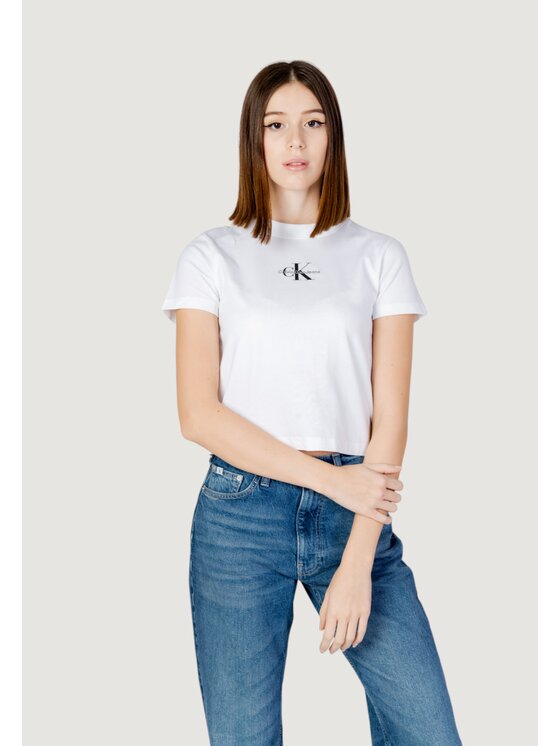 Calvin Klein Jeans T-Shirt MONOLOGO BABY Biały Shirt Fit