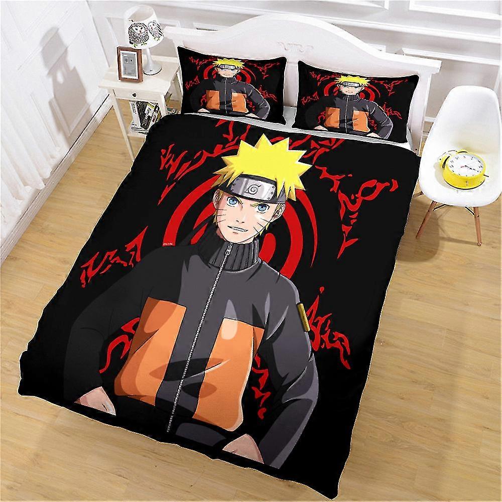 3d Printed Uzumaki Naruto Zestaw pościeli Kołdra Poszwa Kołdra Poszewka na poduszkę Pojedyncza podwójna dziecięca prezent świąteczny UK DOUBLE 200x...