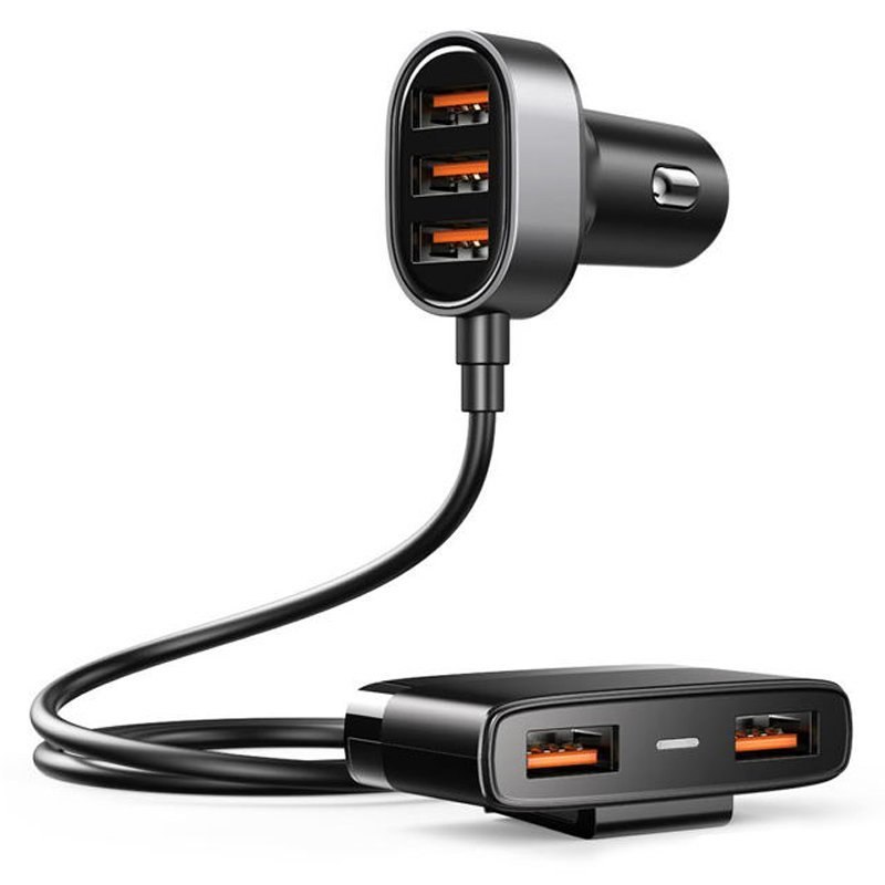 Joyroom szybka ładowarka samochodowa 5x USB 6,2 A z przedłużaczem Quick Charge 3.0 czarny (JR-CL03)