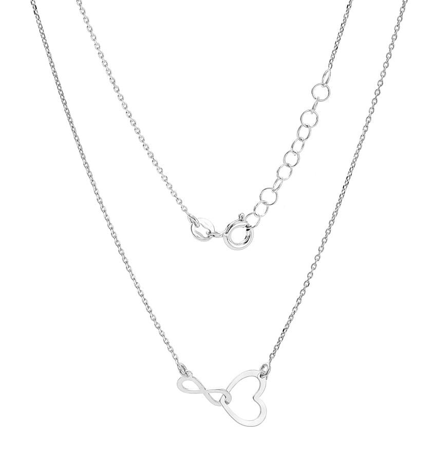Srebrny naszyjnik rodowany serce serca znaku nieskończoności pr925