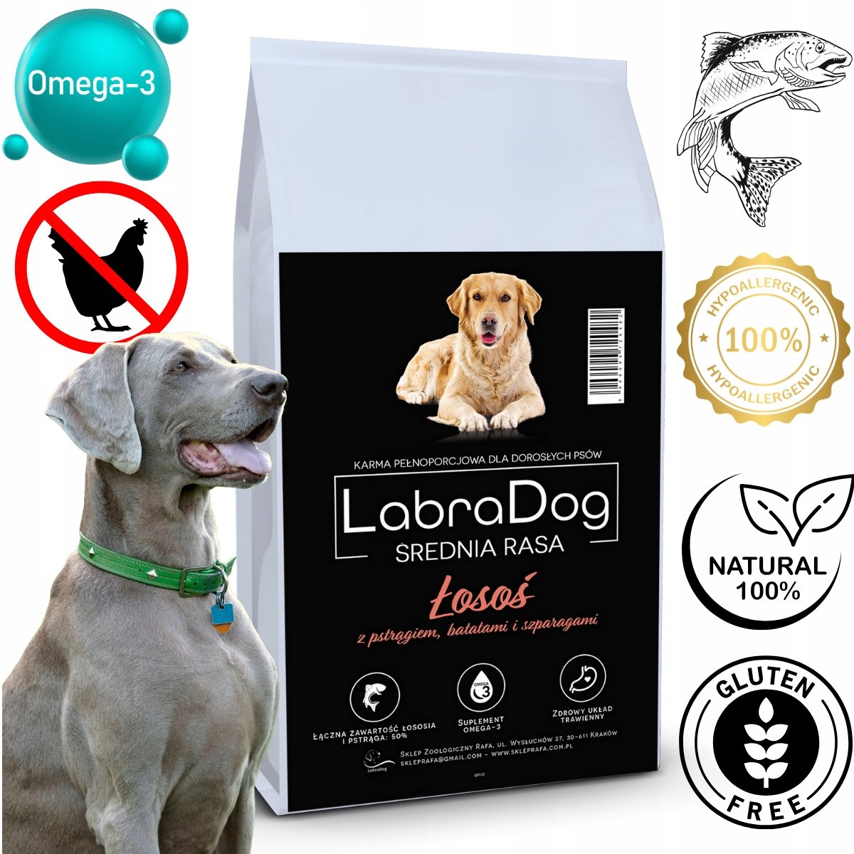 Labradog Superfood Łosoś Z Pstrągiem, Batatami I Szparagami 12Kg