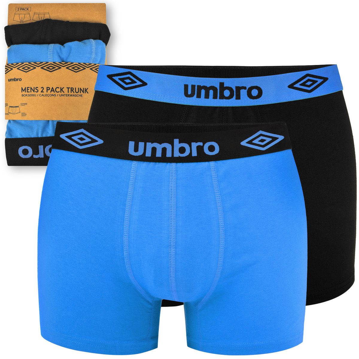 UMBRO Bokserki Męskie 2 sztuki Bawełna Czarny Niebieski Rozmiar L