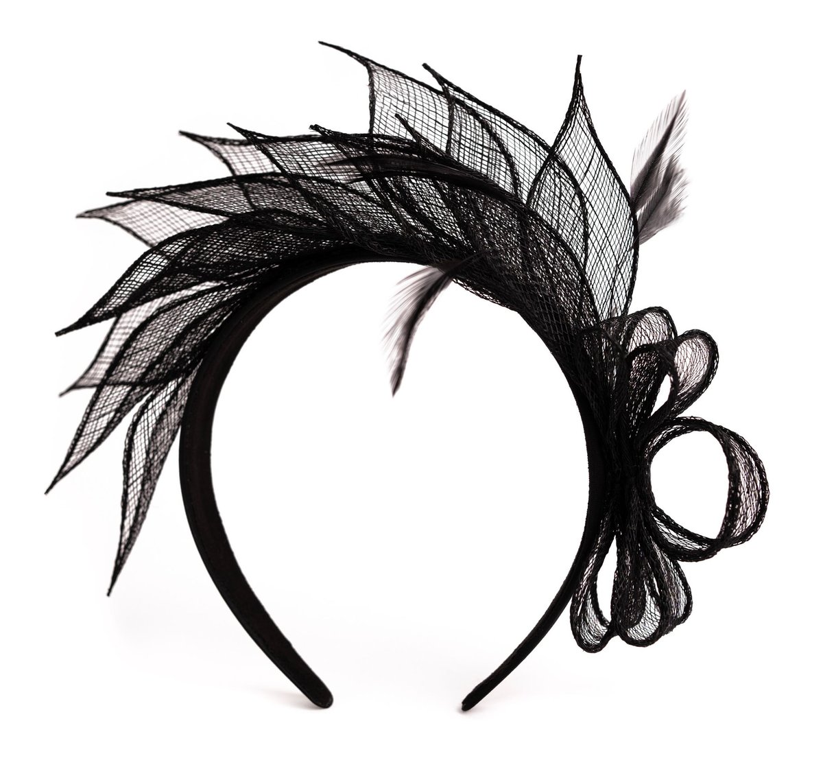 Fascynator Opaska Z Piórami Kokardą Lniany Elegancki Stylowy Na Wesele Ślub