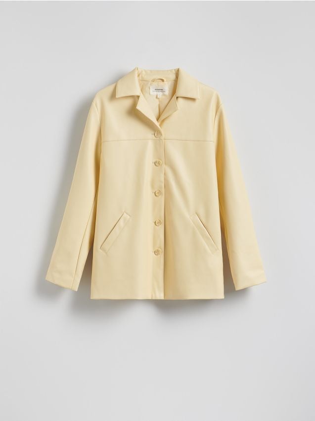 Reserved - Kurtka z imitacji skóry - jasnożółty