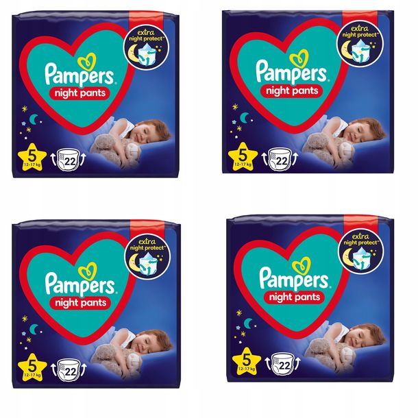 PAMPERS Night Pants Pieluchomajtki rozmiar 5 Ochrona Przez Całą Noc
