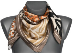 Chusta damska apaszka SATYNOWA gawroszka GB-58 mix print brąz