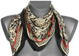 Chusta damska apaszka SATYNOWA gawroszka GB-60 beżowe kwiaty