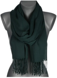 Szalik szal gładki z frędzlami ST-8-12 butelkowa zieleń