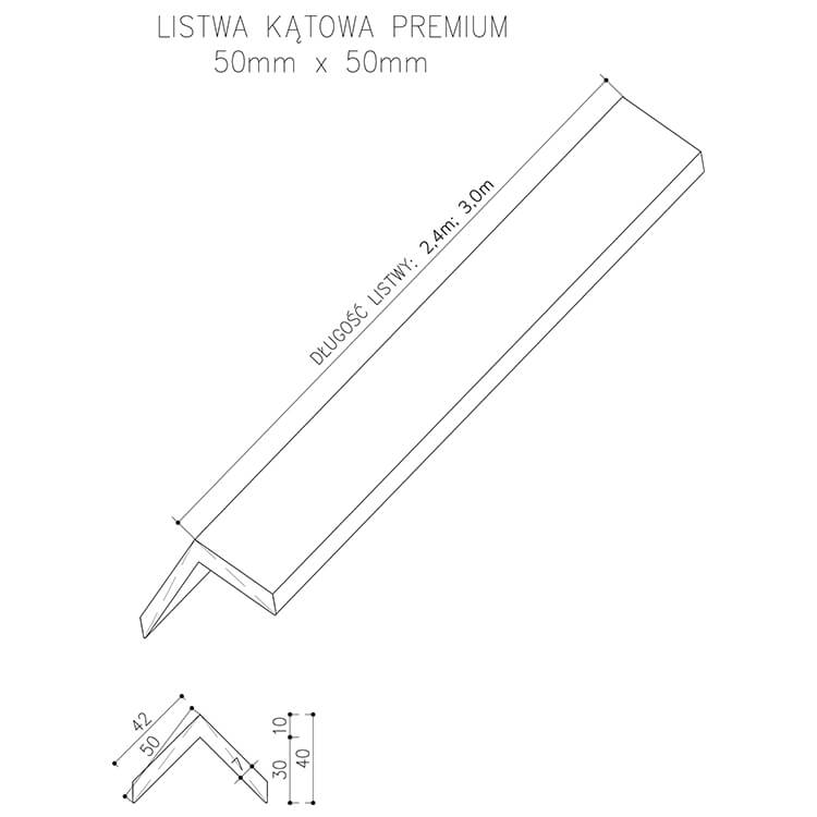 Listwa Kompozytowa Kątowa Premium Ecru 50x50 mm – dł. 2,4 m