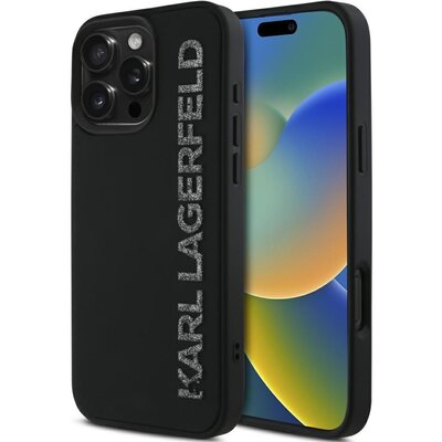 Etui KARL LAGERFELD HC 3D Rubber Elongated Glitter do Apple iPhone 16 Pro Max Czarny